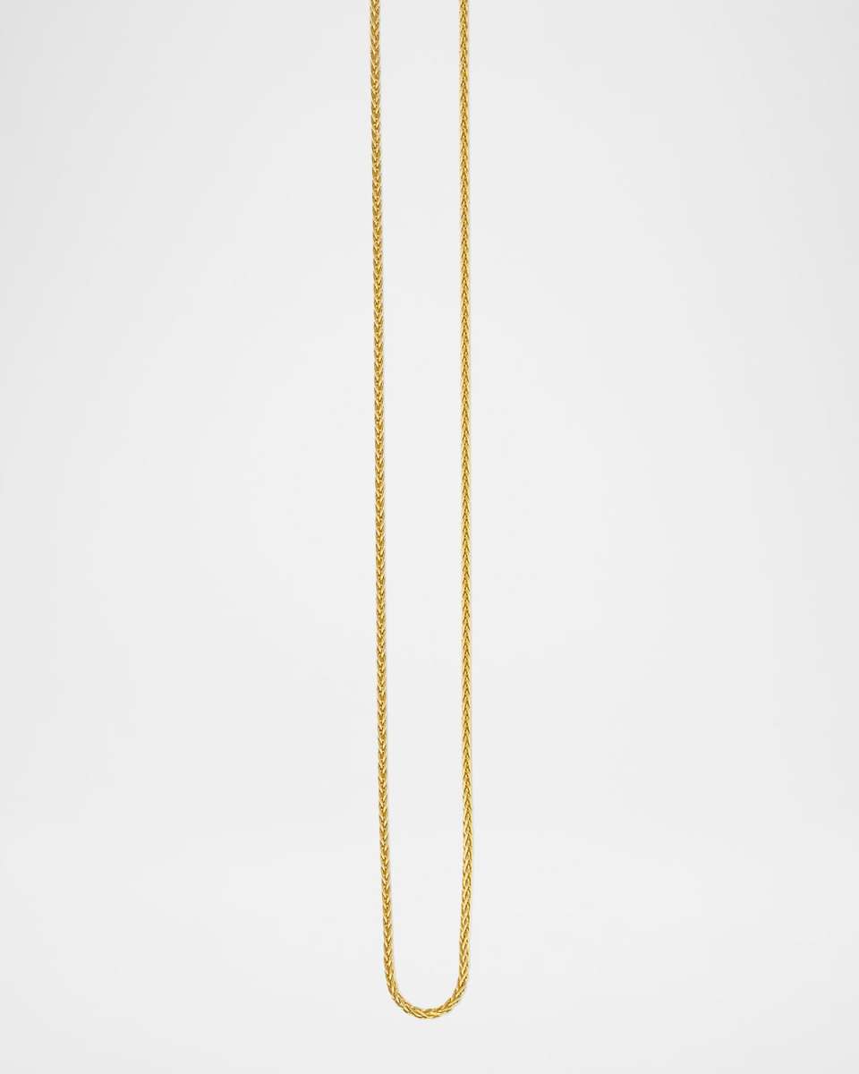 18K Yellow Gold Thin Wheat Chain Necklace, 20"L